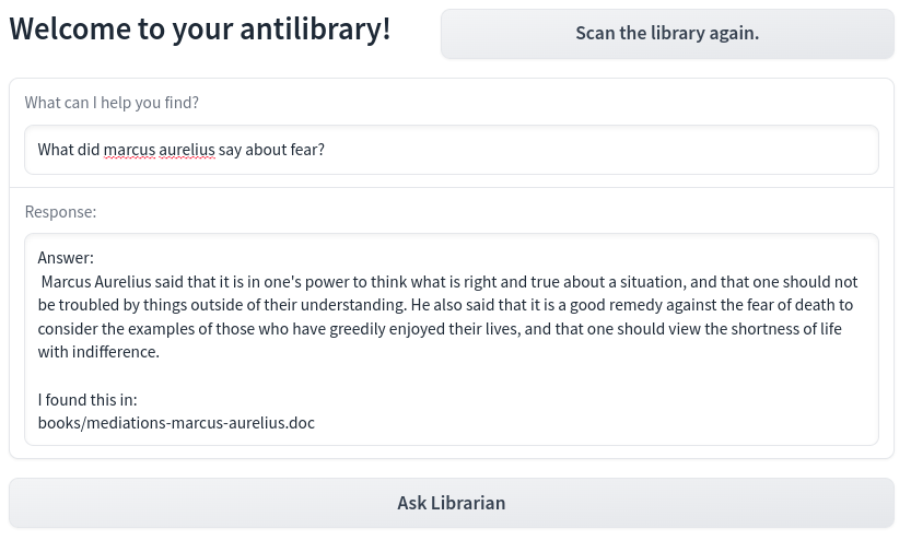 The Antilibrary interface