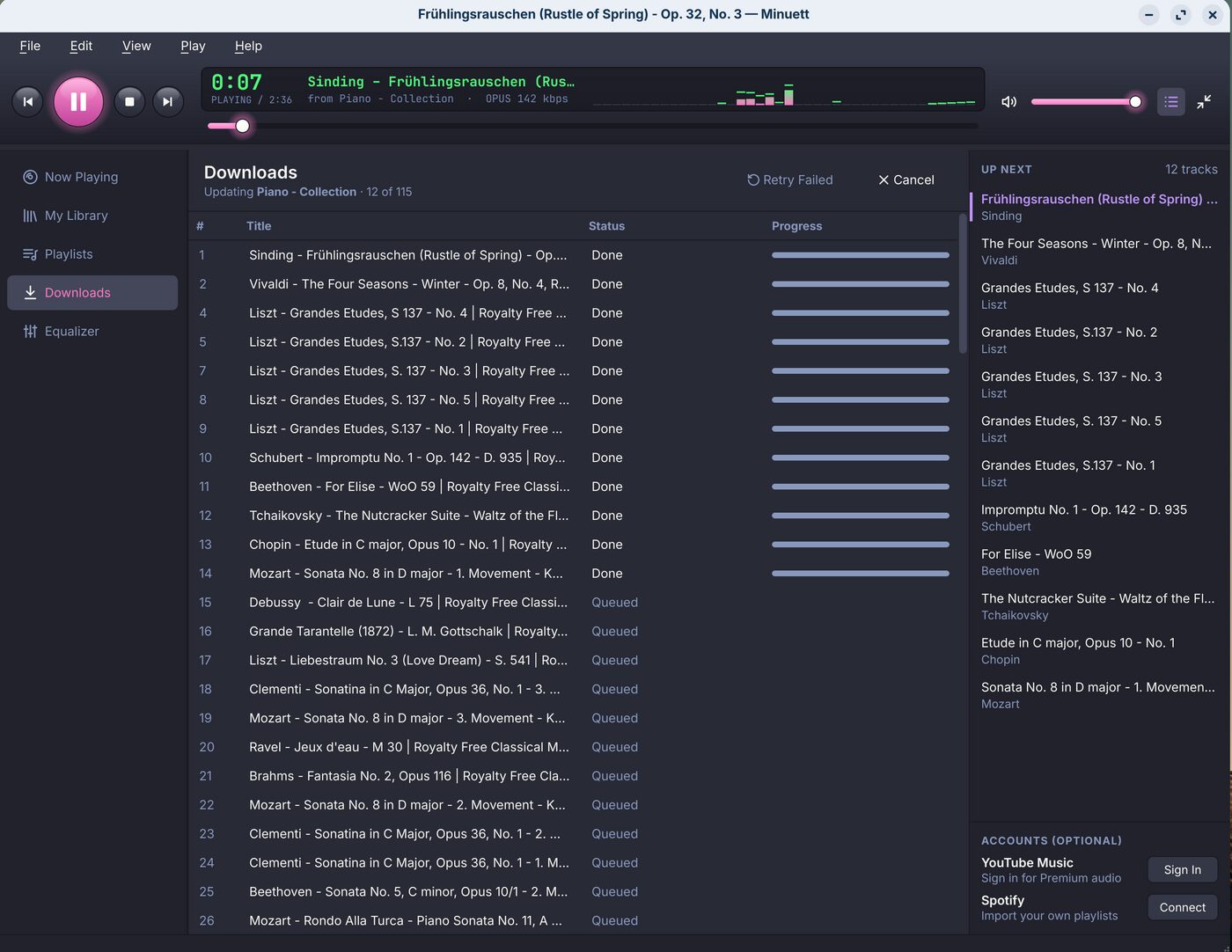 Importing and downloading a playlist