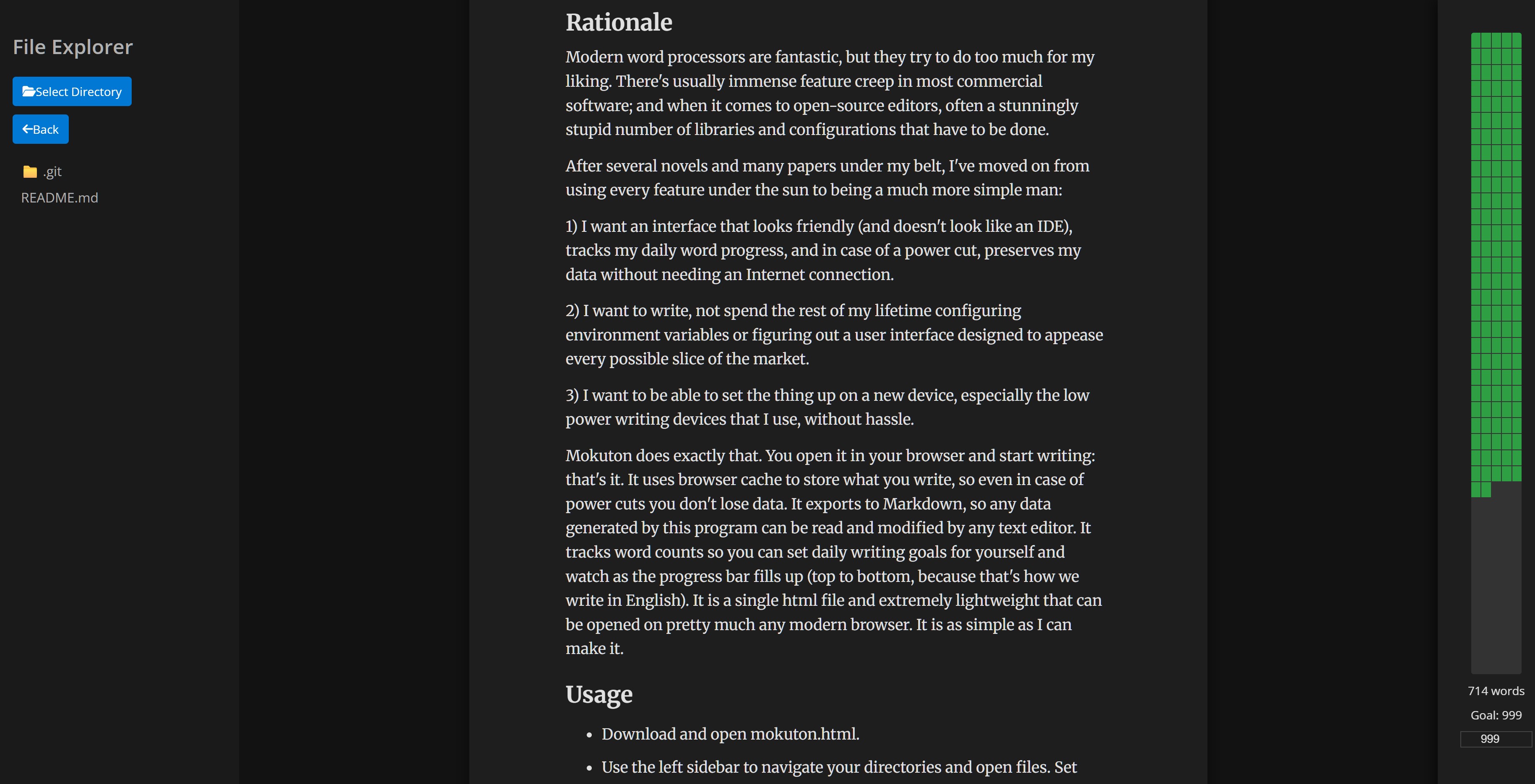 Mokuton — dark mode